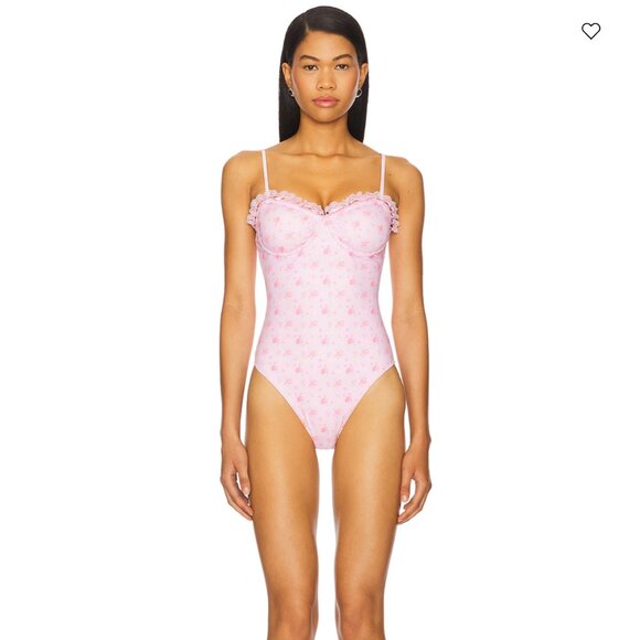 NWT, LoveShackFancy Brooksie Swimsuit, Pink Floral, Small - Picture 5 of 5